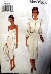 8944 VOGUE LONG SLIT SLIP DRESS,JACKET EZ PATTERN 14-18